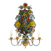 Huge, beautiful 60s hand-painted and gilded metal wall lamp by Hans Möller