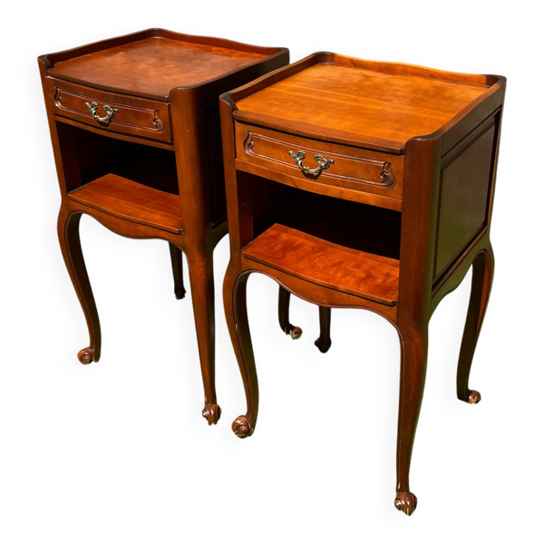 Paire de chevets style Louis XV en merisier , années 50/70