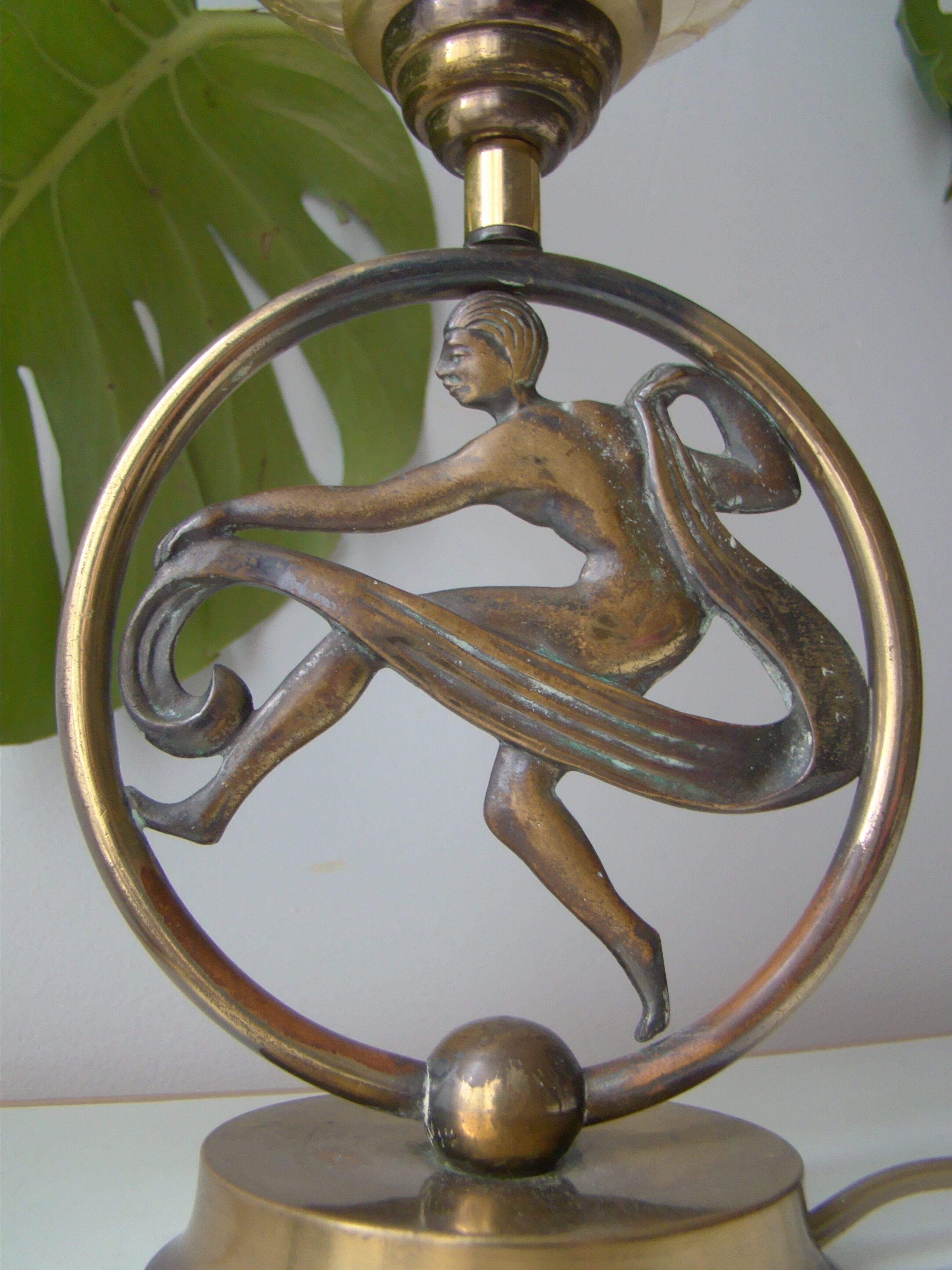 Art Deco golden brass lamp