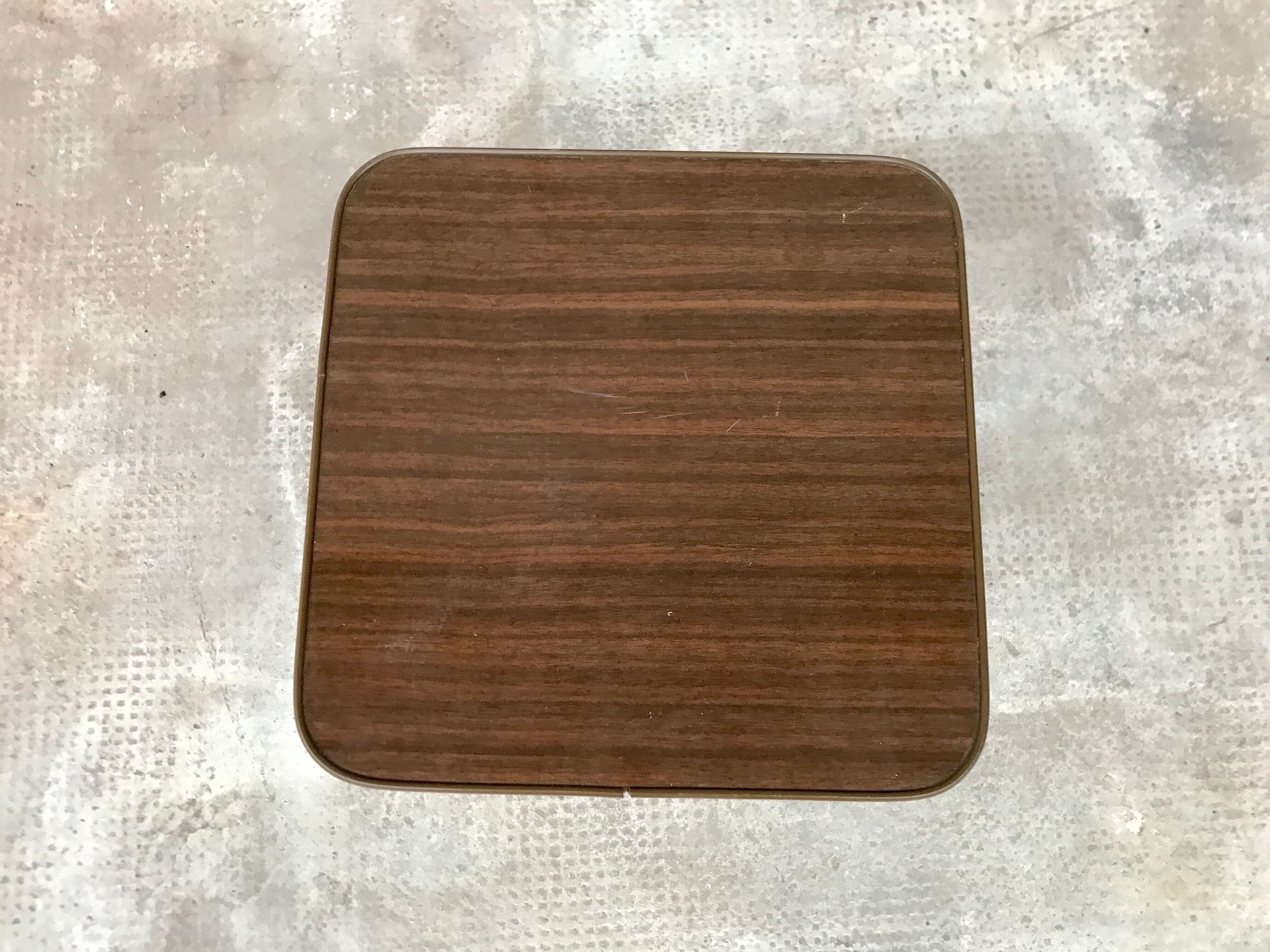 Vintage brown square pedestal table 1950