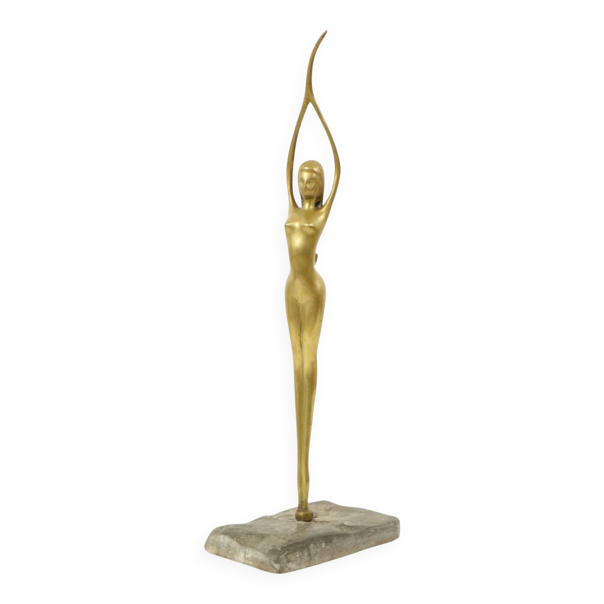 Abstract Image Nude Woman Ballerina Art Deco Style Brass 51cm