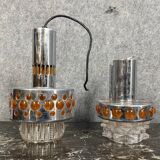 Two vintage space age pendant lamps by Raak, 1970