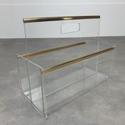 Plexiglas and brass magazine door 70s Hollywood Regency style