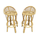 Pair of vintage rattan bar stools