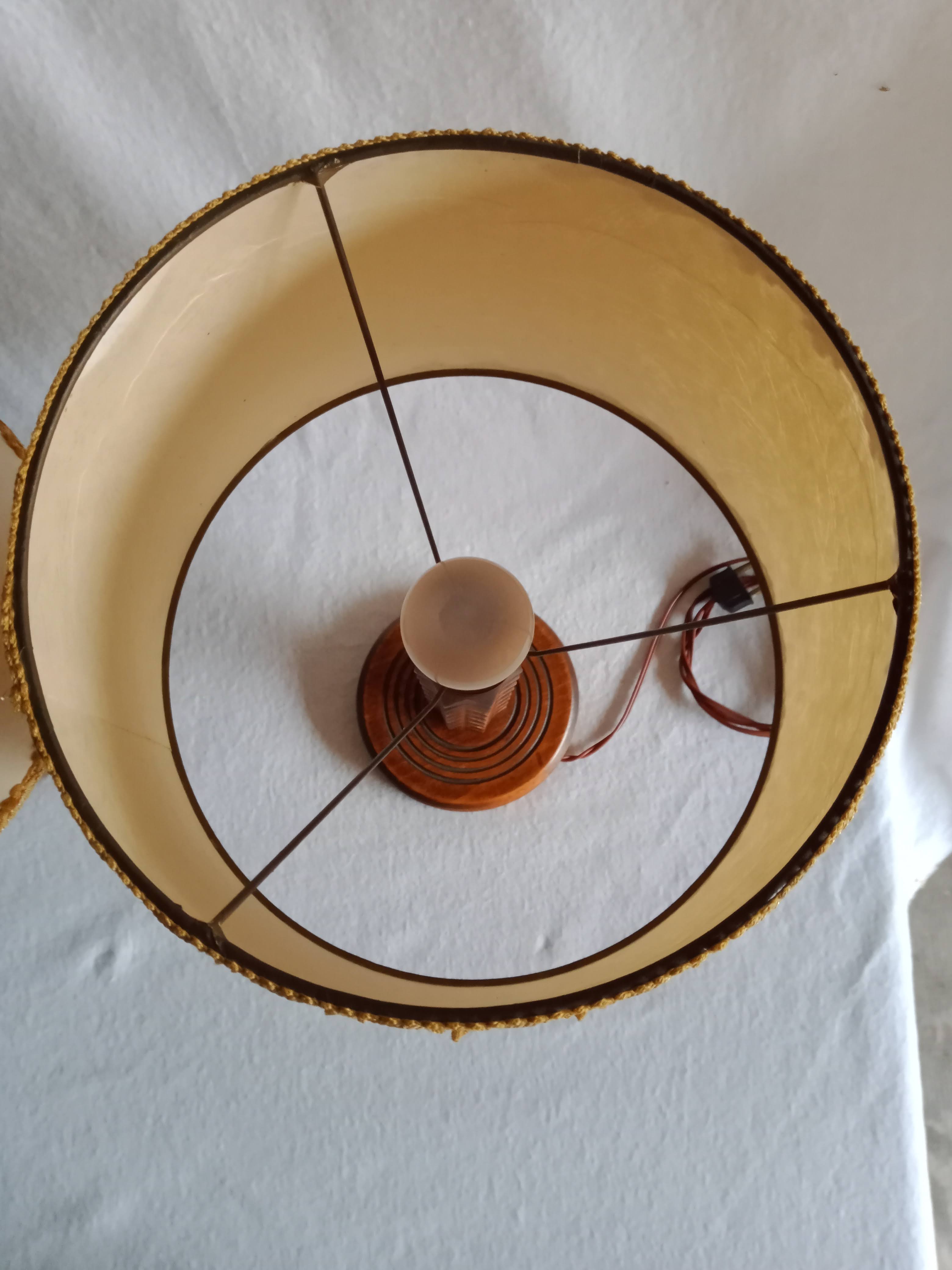 Vintage turned wooden bedside lamps