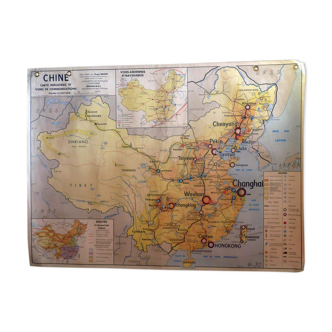 Carte scolaire poster vintage Chine édition MDI ancienne carte