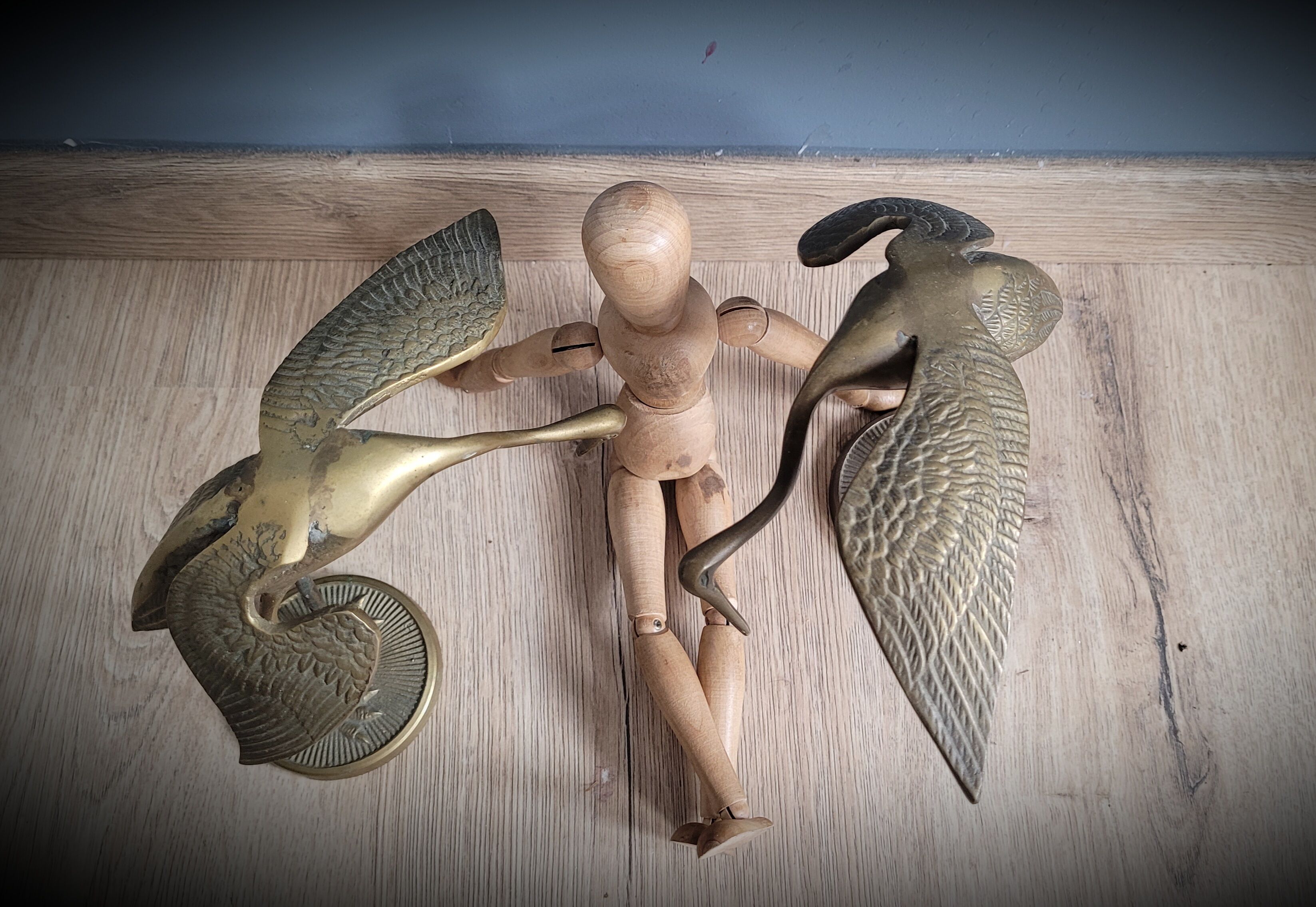 Duo herons brass wings