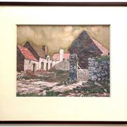 Gouache and charcoal, A hamlet in La Haye, ch. Levaché