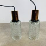 Pair of vintage cut glass pendant lights from the 1970s.
