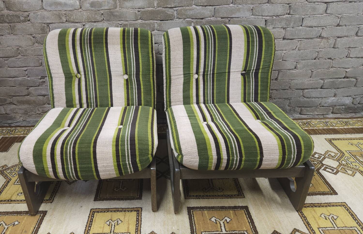 Pair of green armchairs 1970