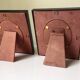 Pair black vintage bakelite frames 14.5 cm x 12.5 cm glass 8.5 cm x  6 cm