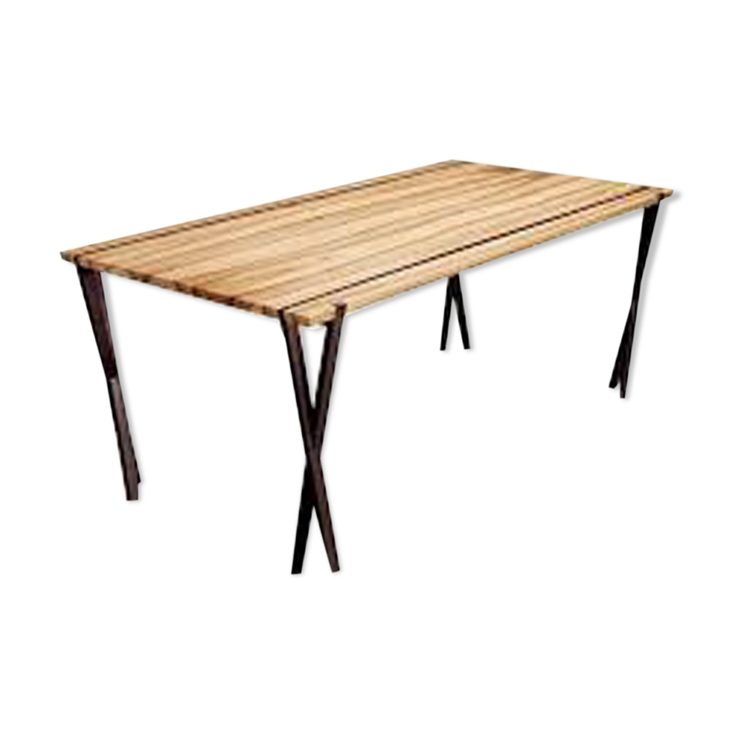 Multiline beech design table and matte black steel