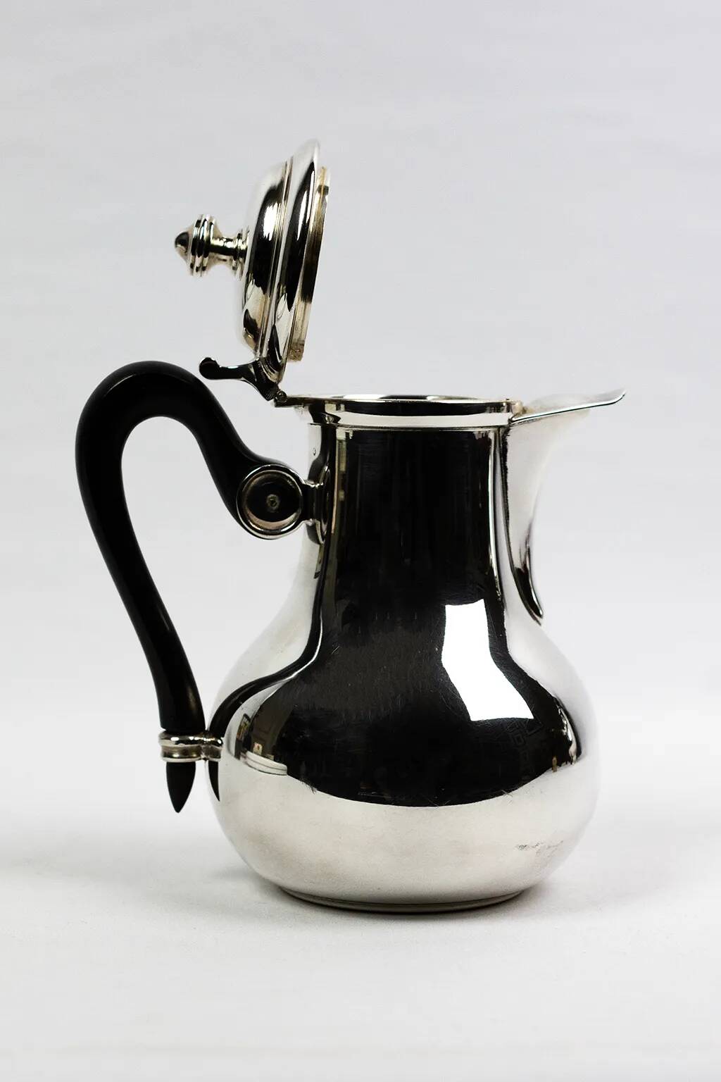 Christofle Gallia selfish coffee pot in silver-plated metal with a wooden handle