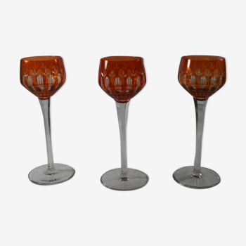 Set of 3 glasses Roemer Saint Louis 1930 orange