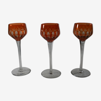 Set de 3 verres Roemer Saint Louis 1930 orange