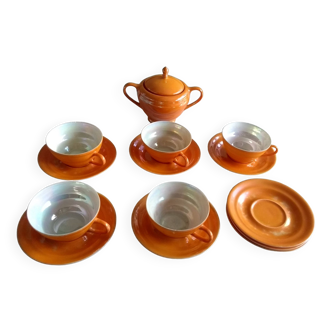 porcelain service Czechoslovakia orange