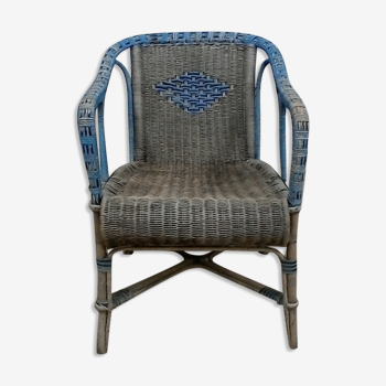 Fauteuil en rotin grand-père vintage