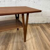 Vintage Scandinavian teak coffee table with bobbin legs, 60s