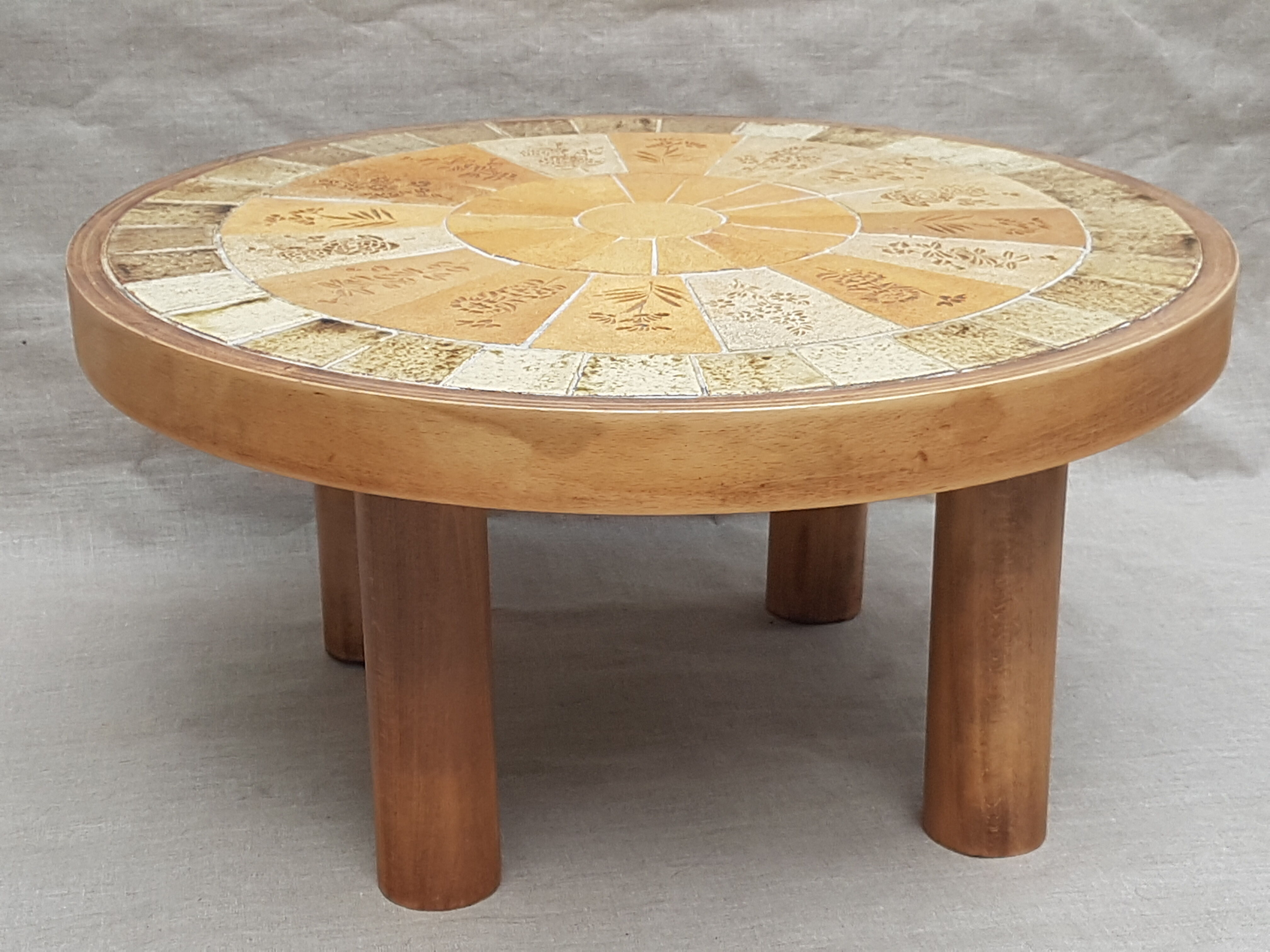 Vintage ceramic coffee table by Vallauris by R Leduc