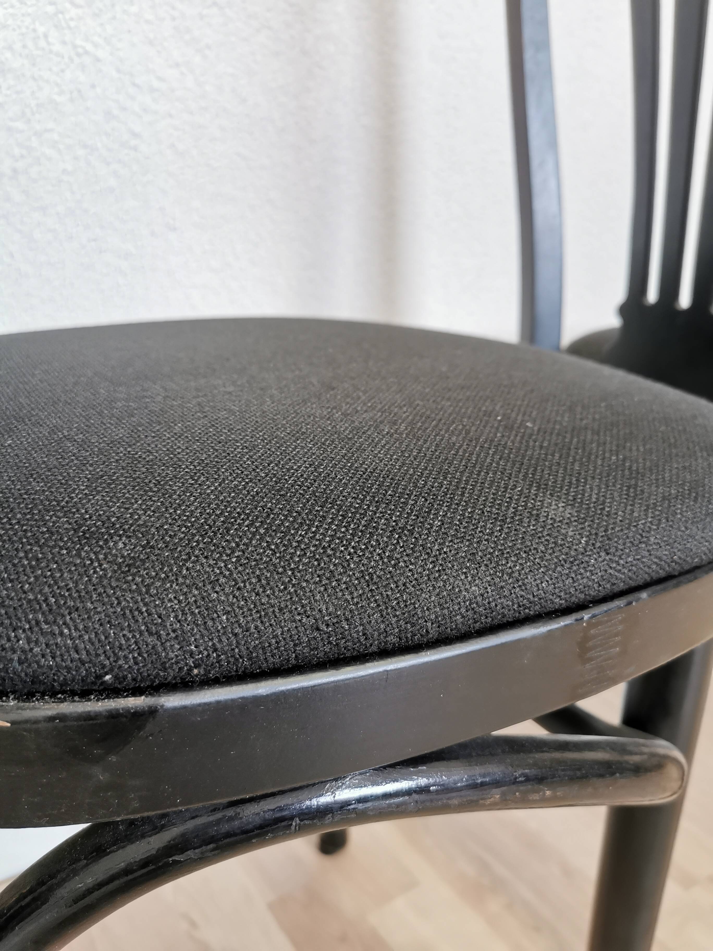 Set of 4 Vintage Black Wooden Dining Chairs: STOL Kamnik, 70s, Yugoslavia