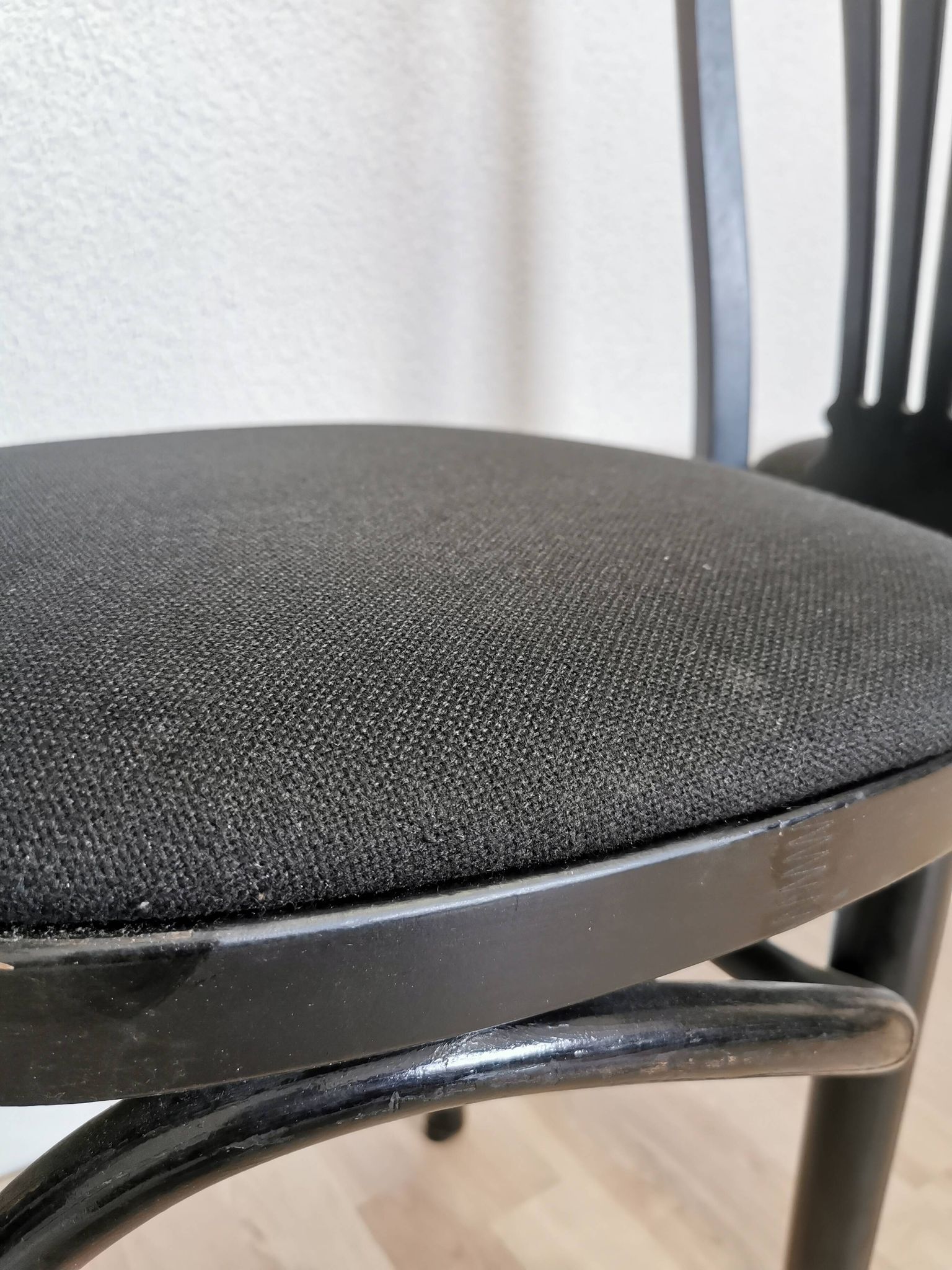 Set of 4 Vintage Black Wooden Dining Chairs: STOL Kamnik, 70s, Yugoslavia