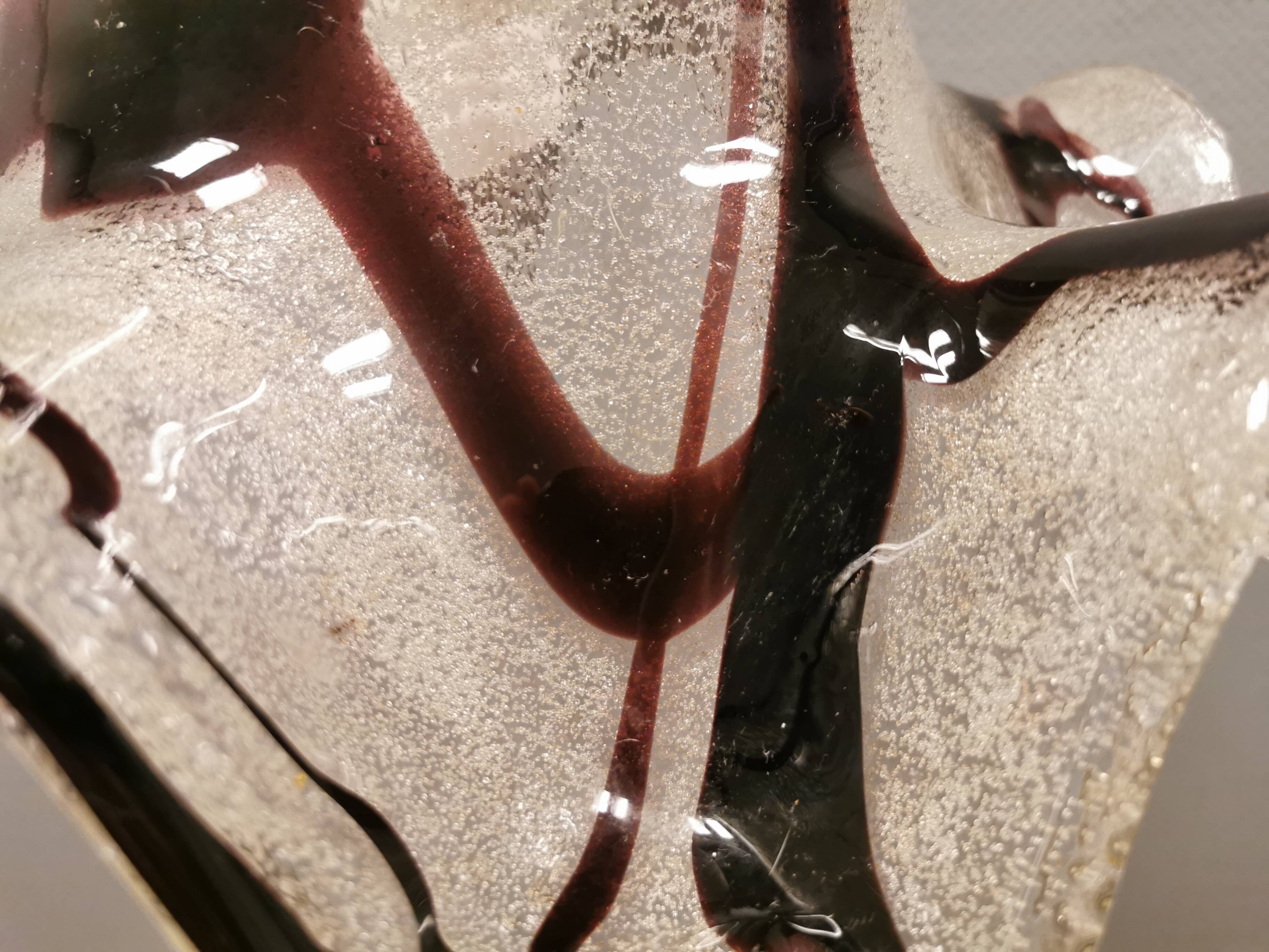 Huge Swedish glass hanging lamp, from Örrefors glassworks with brass top.