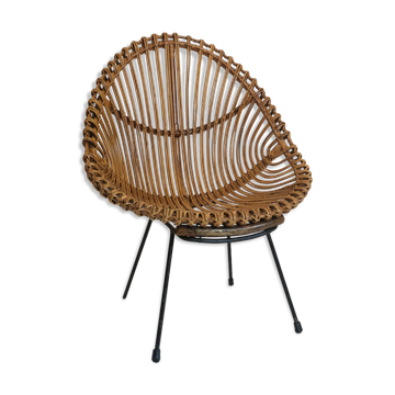 Fauteuil en rotin italien des années 60