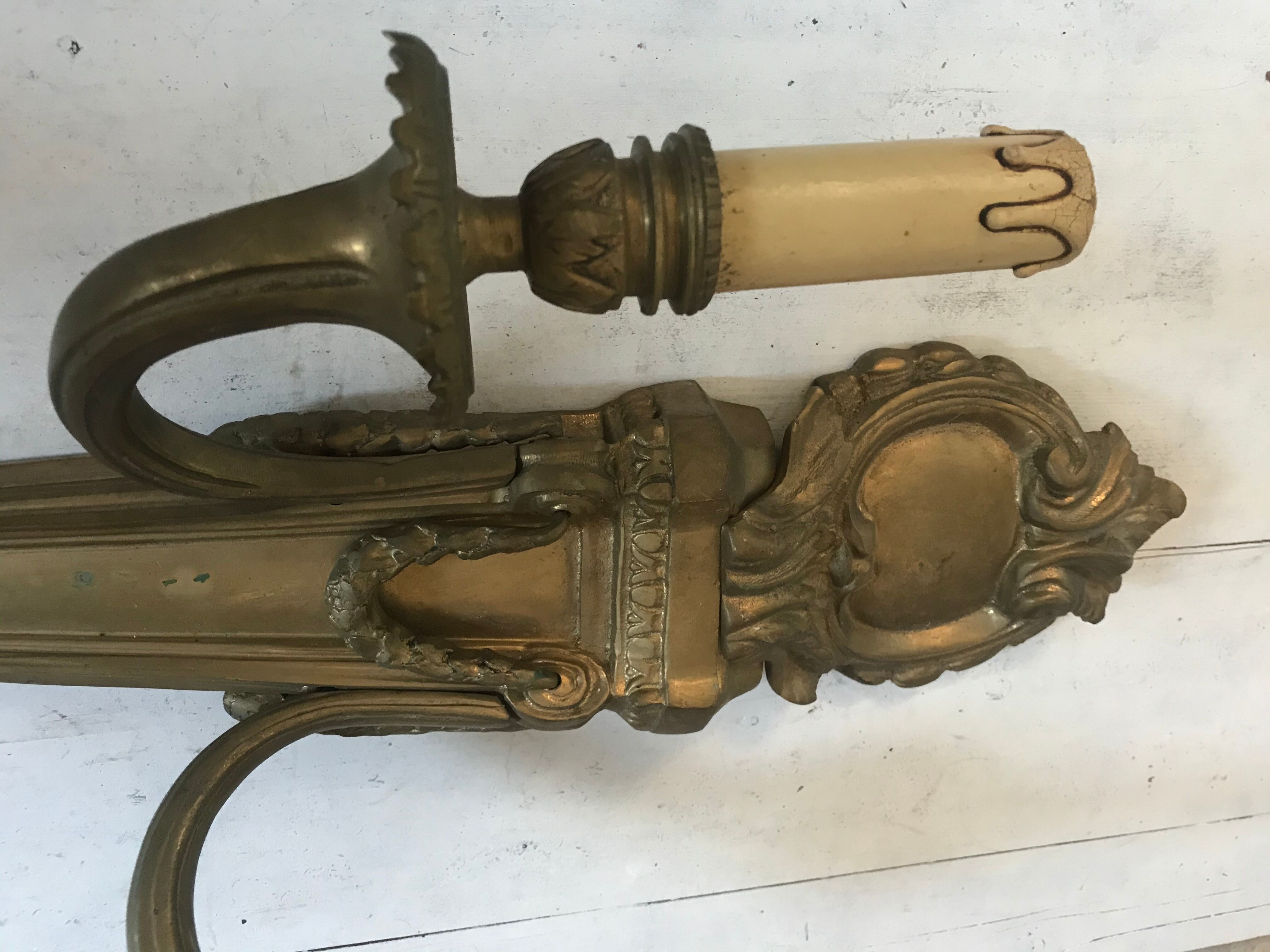 Pair of bronze castle appliques 55cm