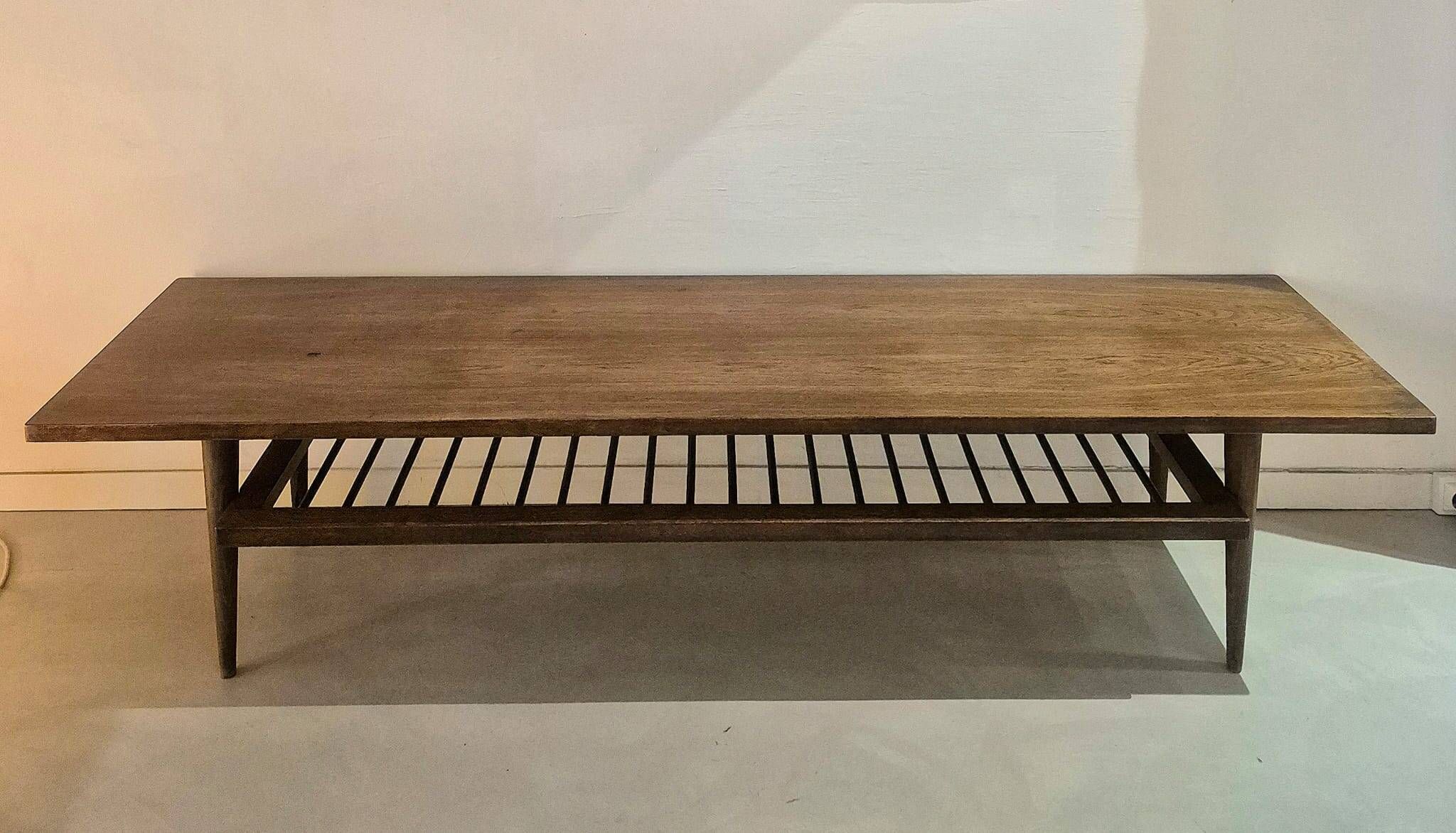 Rare et longue table basse vintage, vers 1960