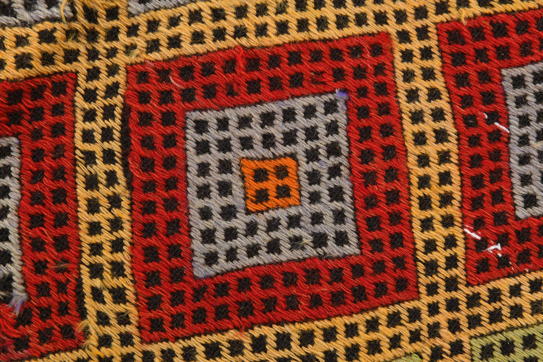 5x8 Yellow & Red Handmade Kilim Rug, 150x247Cm