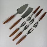 8-piece teak cake server set, Denmark 1970