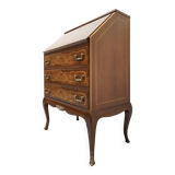 Bureau ancien et ancien, marqueterie. Après rénovation professionnelle.