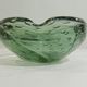 Large Murano green bullicante ashtray – vintage blown Italian glass – empty