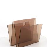 70's smoked plexiglass magazine rack