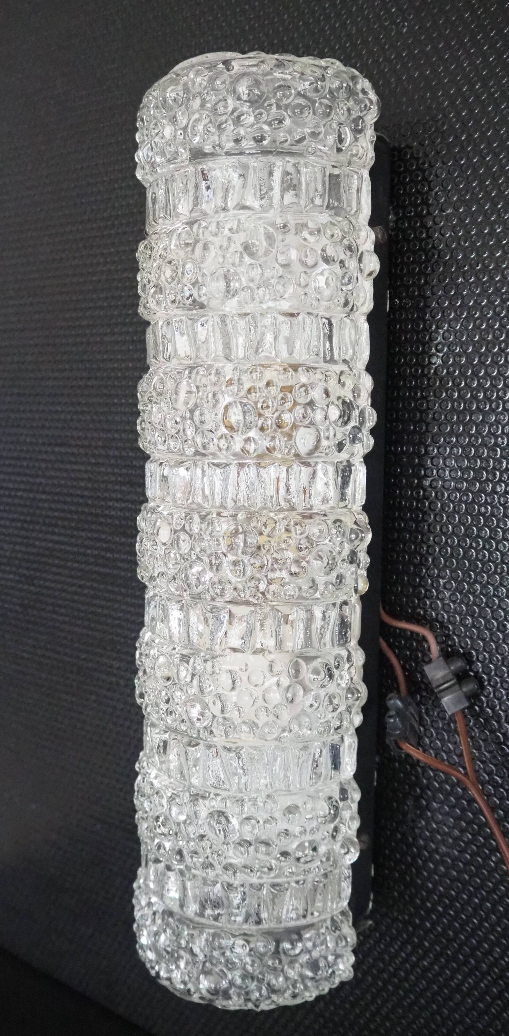 Transparent worked glass sconce from the 1950s