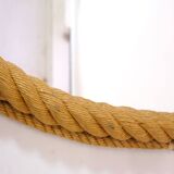 Large oval mirror in rope with pediment, 64cm x 56.5cm.