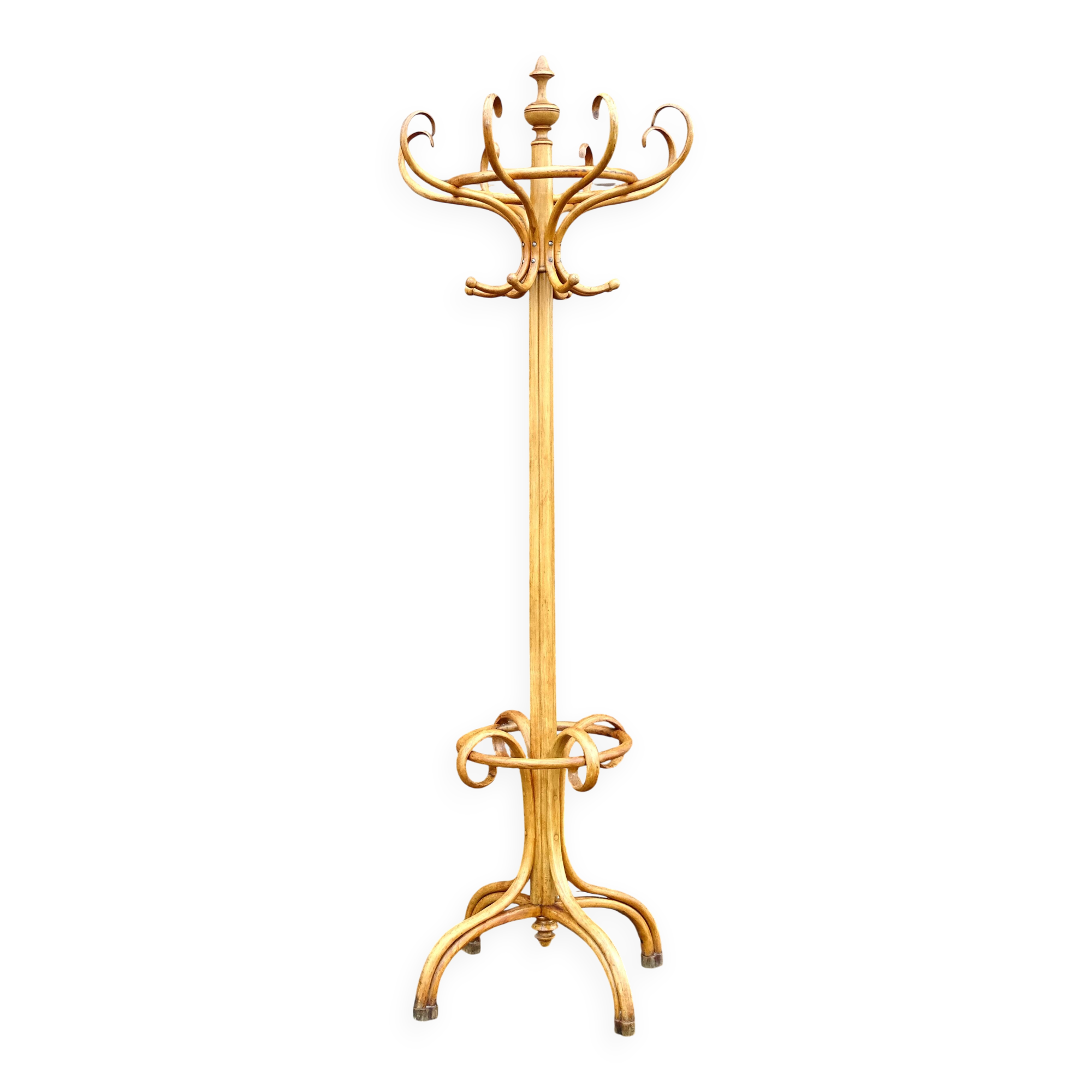 Bistro coat rack with 8 hooks, Thonet style, Fischel 1920.
