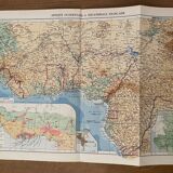 Old map of French West and Equatorial Africa - 1940