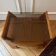 Pair of vintage bedside tables in wood and smoked glass
