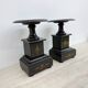 Antique French black marble cassoulets gilt decor pedestals neoclassical pair, 1900s