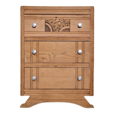 Art Deco chest of drawers curved legs raw wood