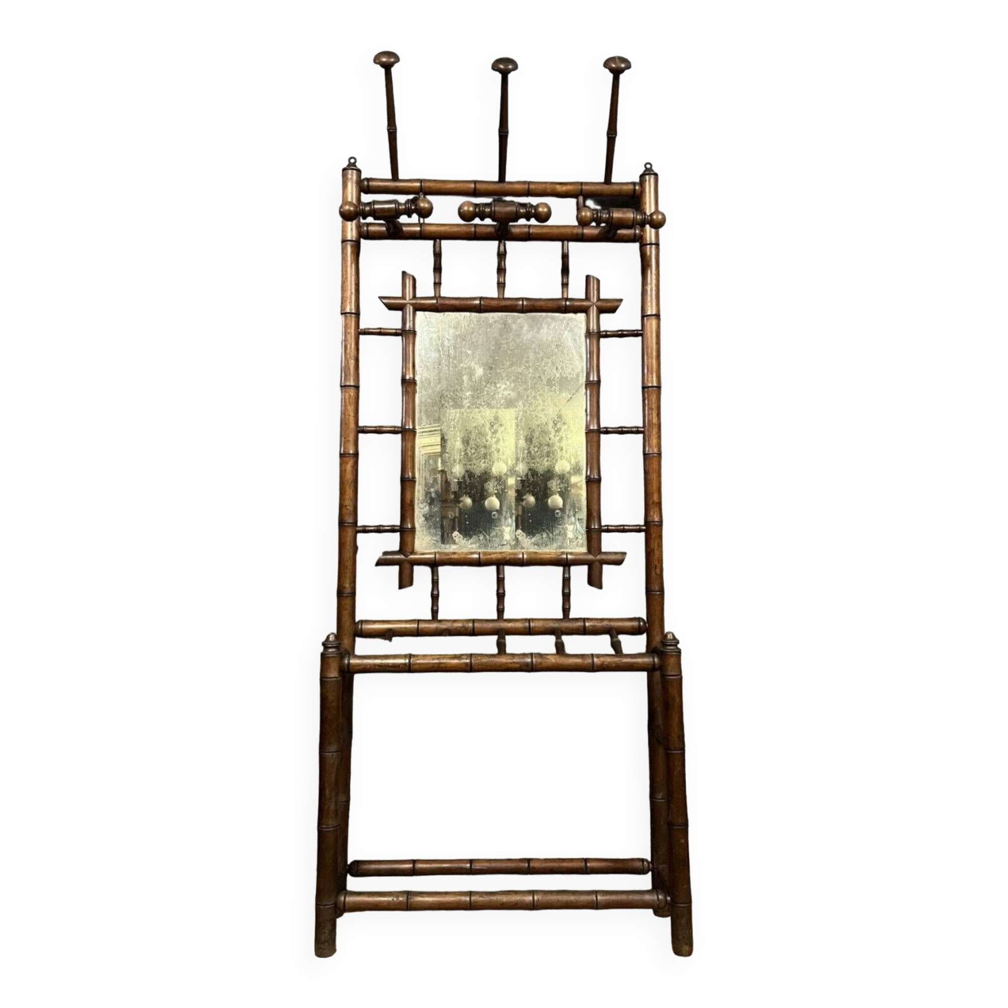 Coat rack with Chinese style bamboo umbrella stand circa 1880