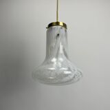 Suspension in cloudy and transparent white glass, Italian, 1960.