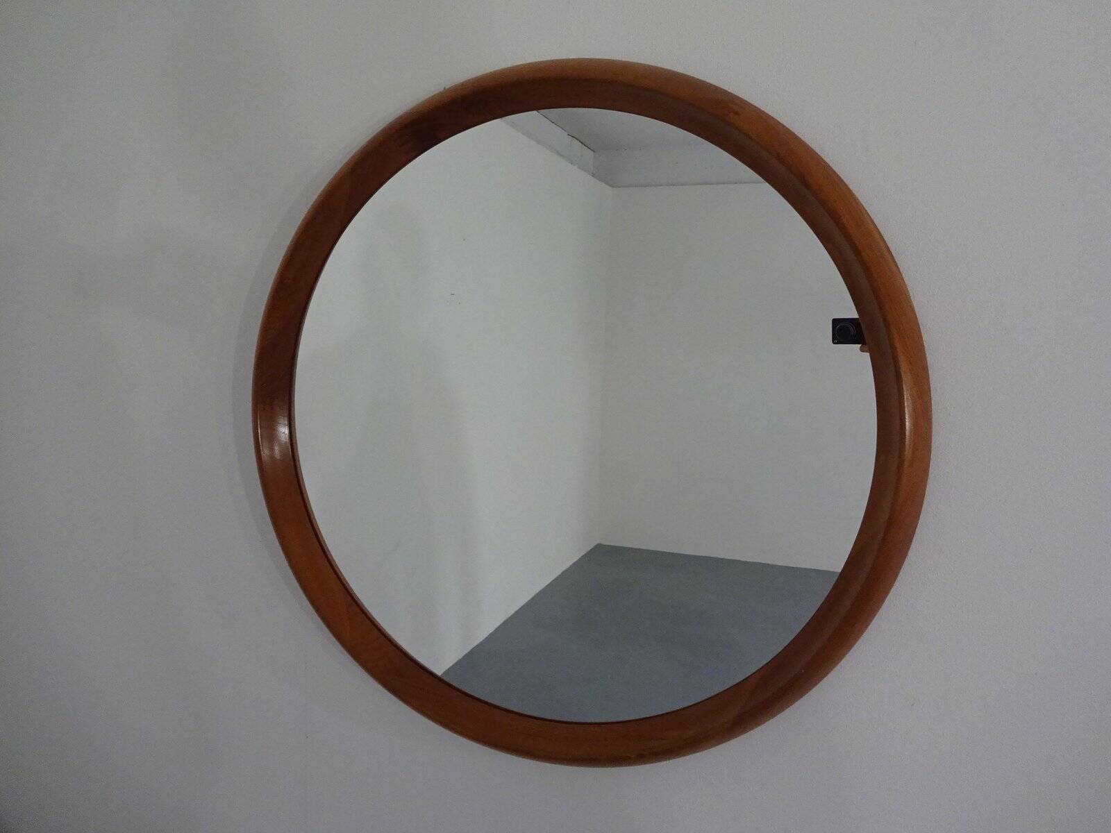 Large teak mirror by Bernhard Pedersen for Viby J. Møbelfabrik, Denmark, 1960s.
