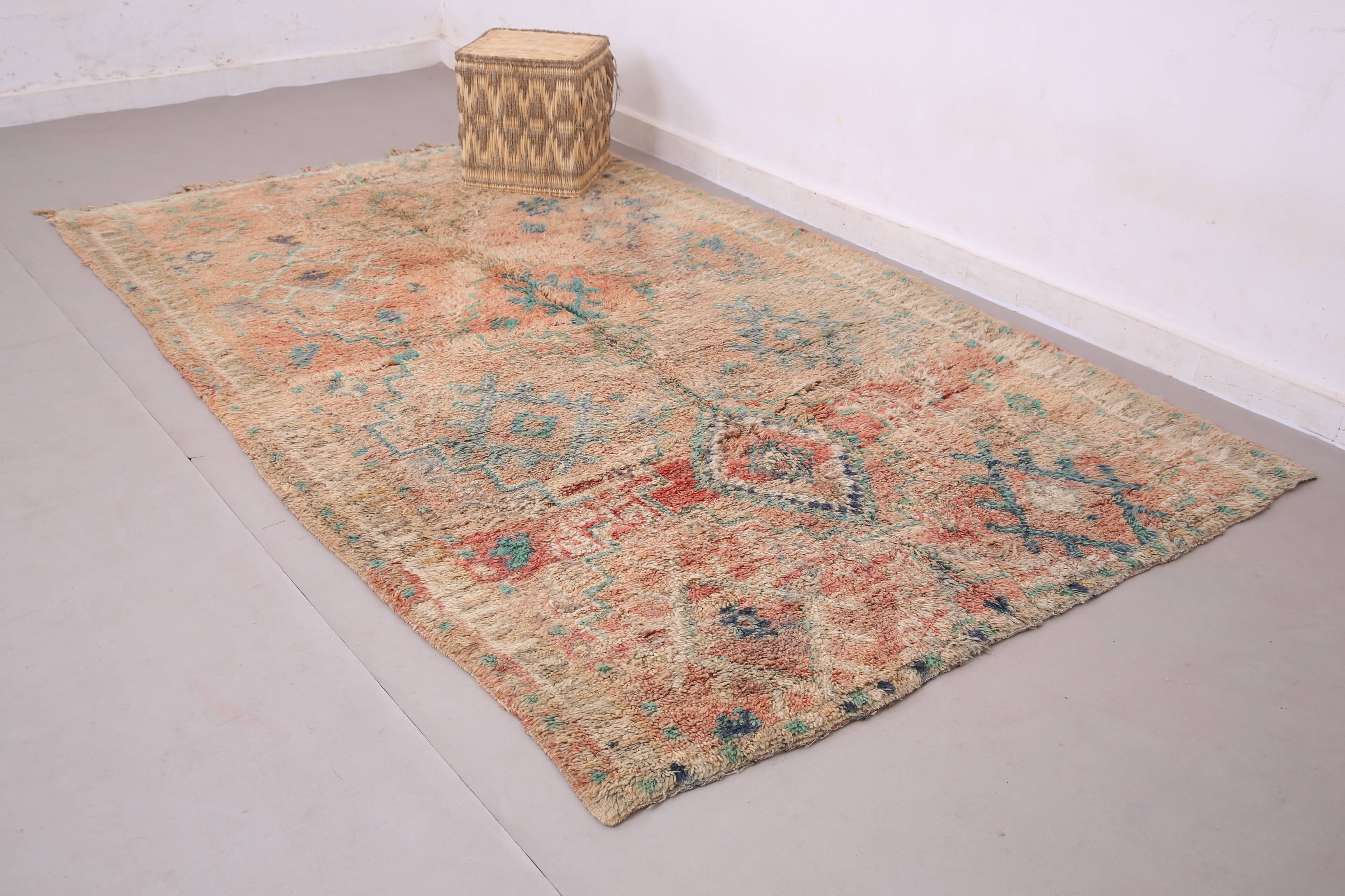 Peach Vintage Moroccan Rug 178 x 271 cm - Berber Wool Rug - Handmade Rug