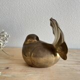 Peacock statuette in vintage brass