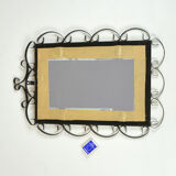 1970s mid-century modern rectangular mirror made of metalwork, Germany