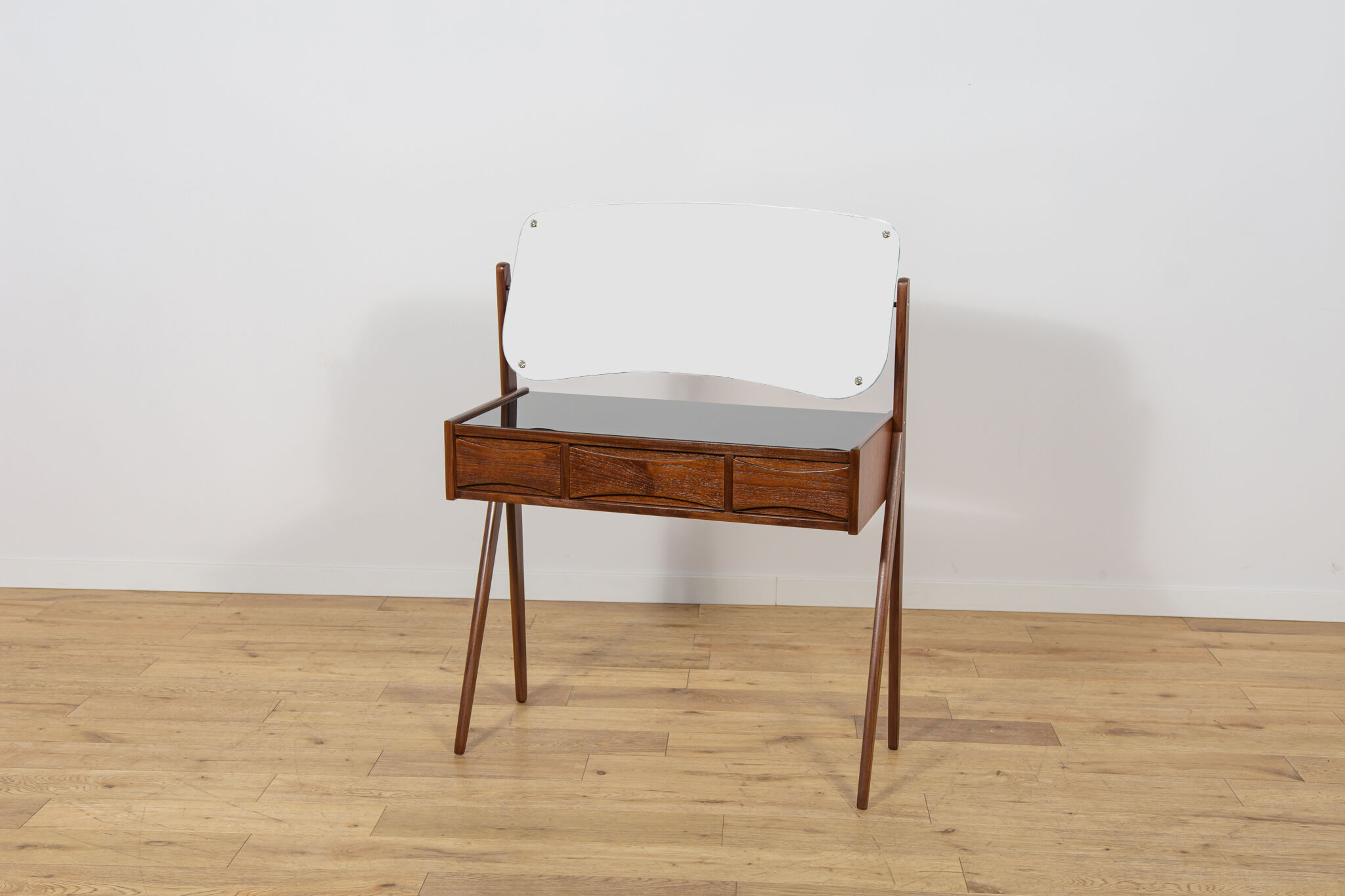 Mid-Century Teak Dressing Table with Mirror by Arne Vodder for Ølholm Møbelfabrik, Denmark, 1960s