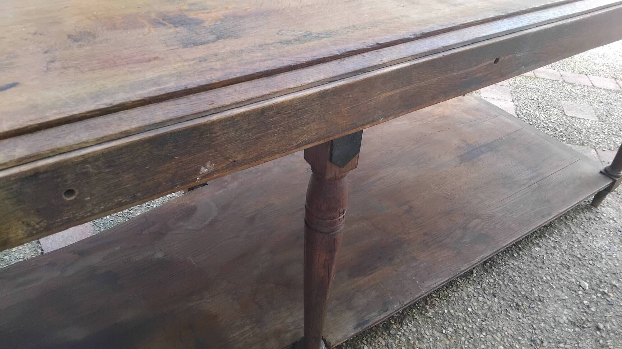 Grande table Drapier ancienne XIX eme meuble métier atelier tissu commerce