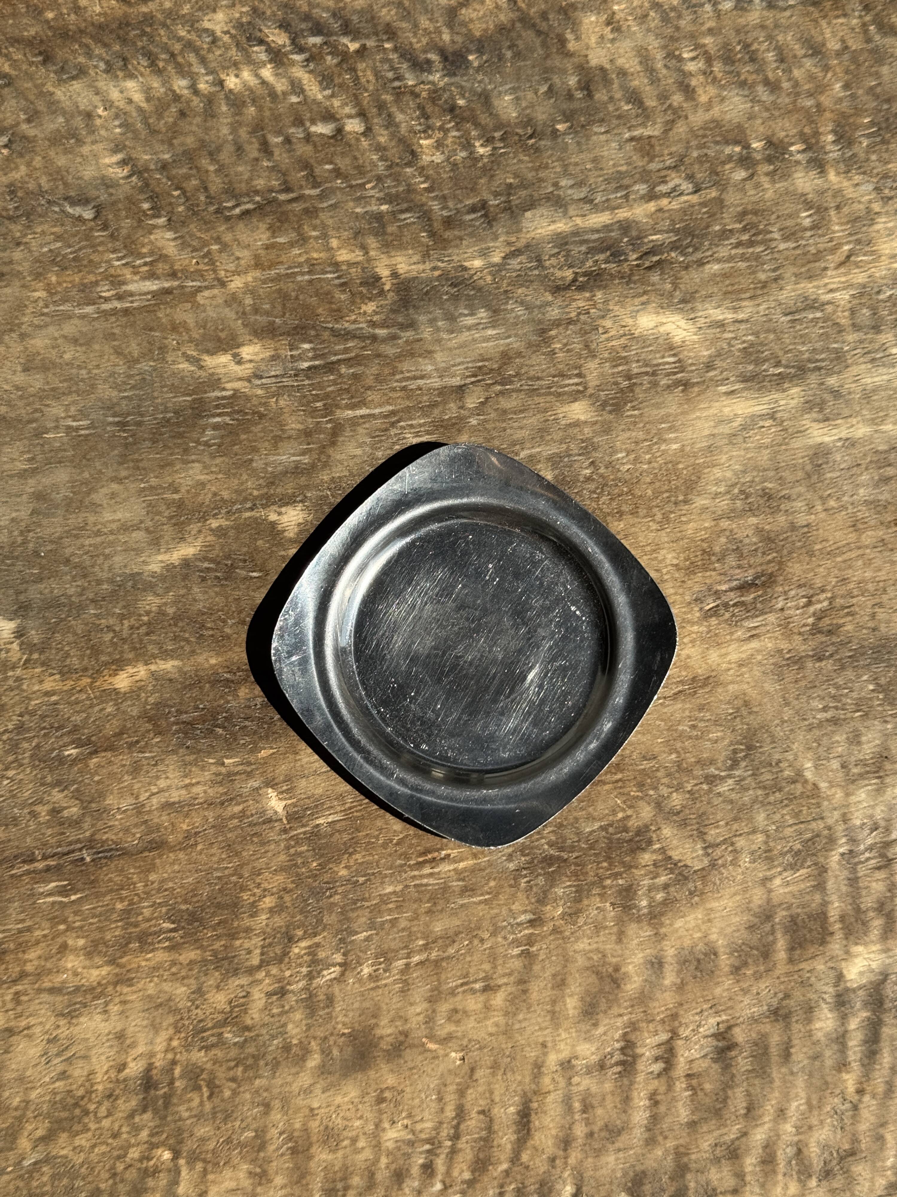 Vintage silver-plated metal round mini bowl D 11.5